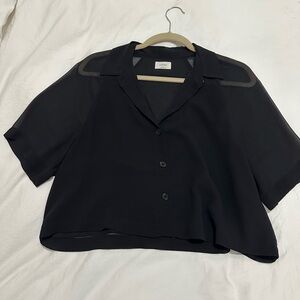 Wilfred Black Sheer Button Down Blouse
